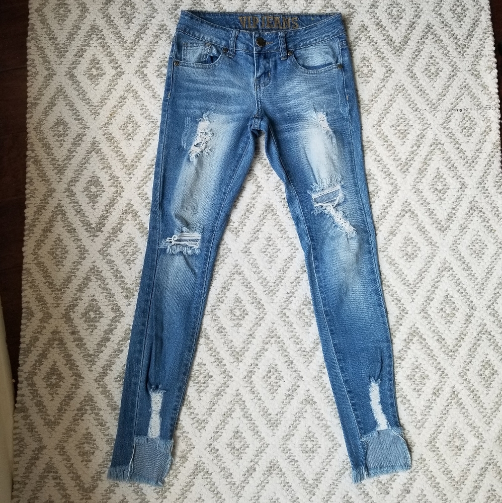 VIP Distressed Low Rise Jean's size 00